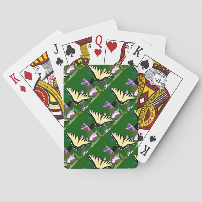 Tiger Swallowtail Butterfly on Wild Flowers Playing Cards (Back)