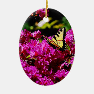 Tiger Swallowtail on Azalea Ceramic Ornament
