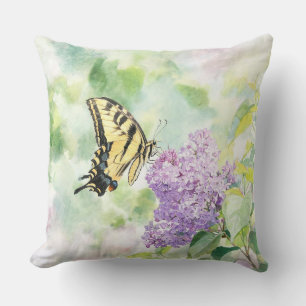 "Tiger Swallowtail on Lilac" Throw Pillow