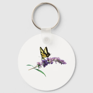 Tiger Swallowtail on Purple Butterfly Bush Keychain