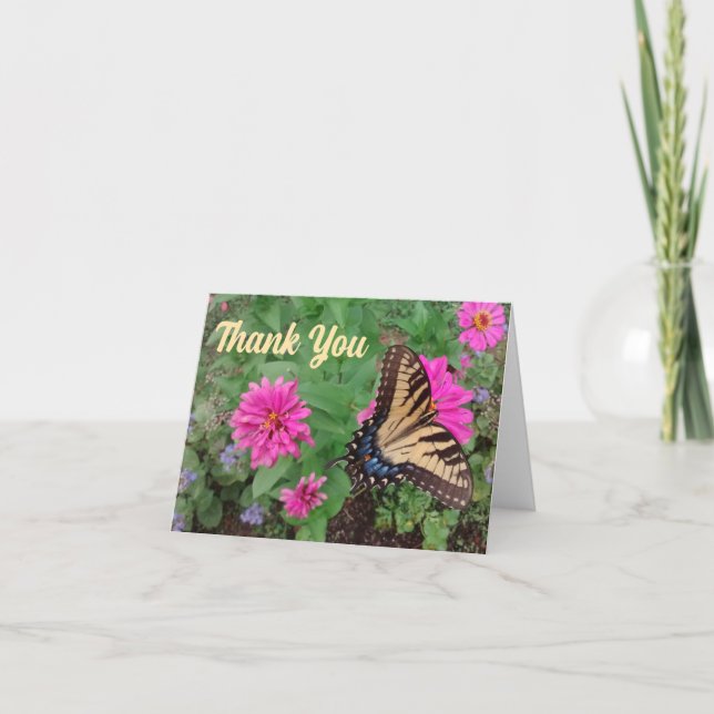 Tiger Swallowtail Parmi Les Fleurs Carte de remerc (Devant)