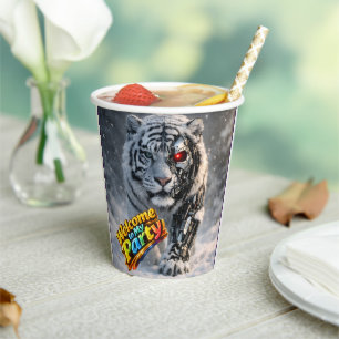Tiger tech themed birthday party paper cup