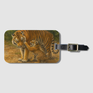 Tiger Tenderness - Parent and Cub in Forest Luggage Tag