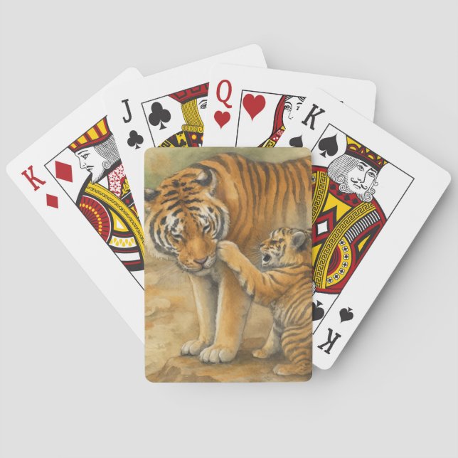 Tiger Tenderness - Parent and Cub in Forest Playing Cards (Back)