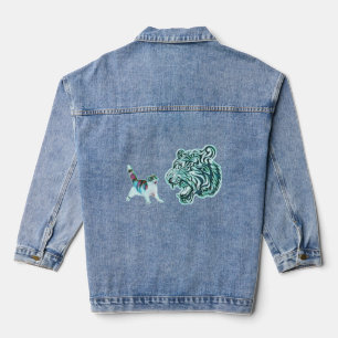 Tiger the king of the jungle and animals denim jacket