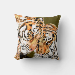 Tiger Throw Pillow Couple