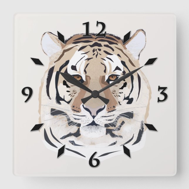Tiger, tiger face, symbol of 2022 square wall clock (Front)