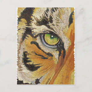 "Tiger Tiles" Tiger Face Mosaic Watercolor Postcard
