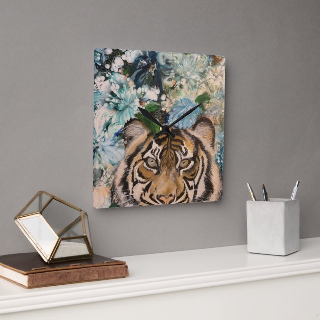 Tiger Time Square Wall Clock (Office)