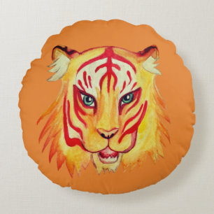 Tiger Tirage Visage Coussin de lancer rond 41 cm