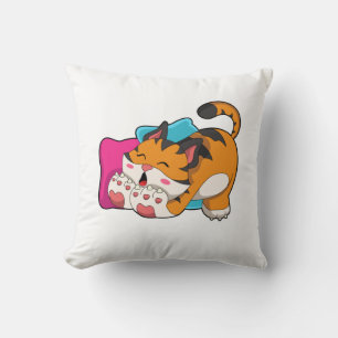 Tiger tired throw pillow