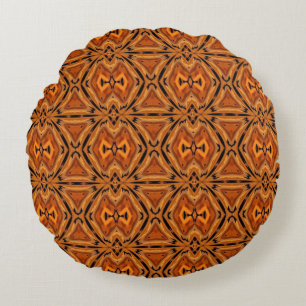 Tiger Tribal Modern Abstract Geometric Round Pillow