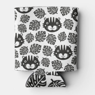 Tiger, tropical leaves kid's pattern. can cooler