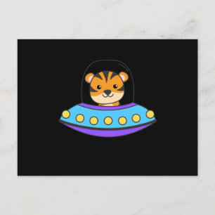 Tiger Universe UFO In Space Spaceship Postcard