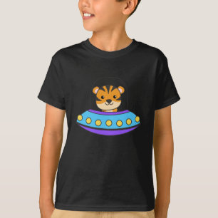 Tiger Universe UFO In Space Spaceship T-Shirt