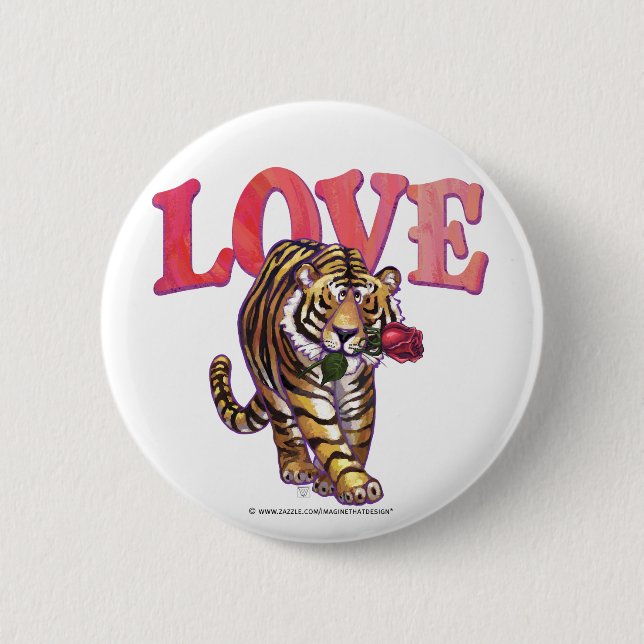 Tiger Valentine's Day 2 Inch Round Button (Front)