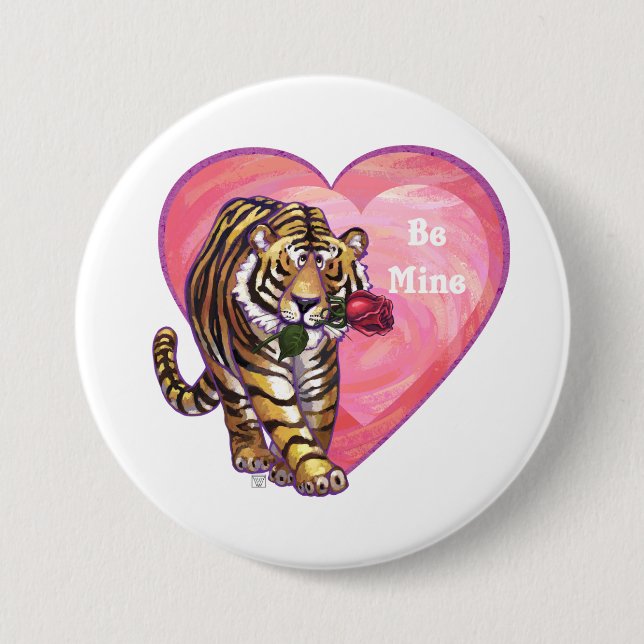 Tiger Valentine's Day 3 Inch Round Button (Front)