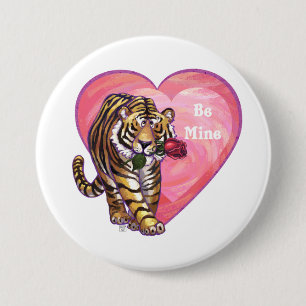 Tiger Valentine's Day 3 Inch Round Button