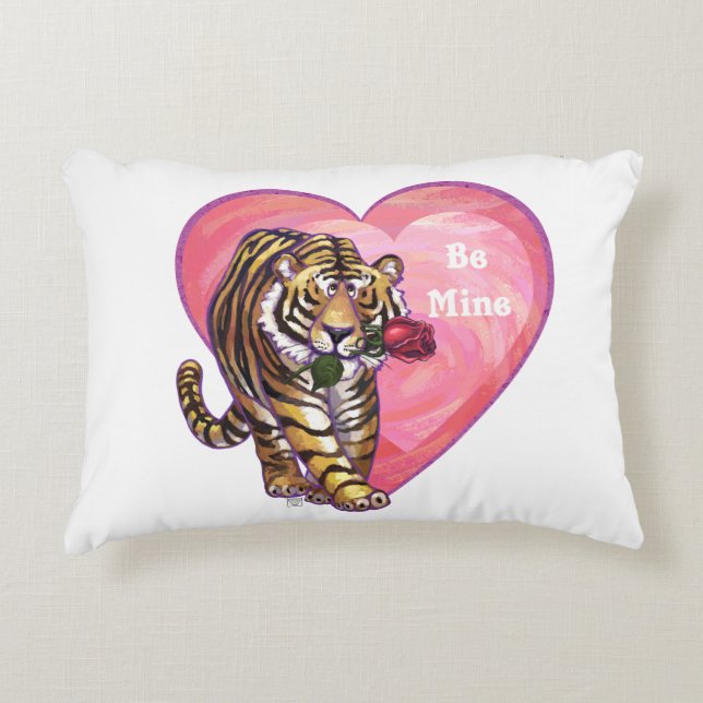 Tiger Valentine's Day Decorative Pillow (Front)