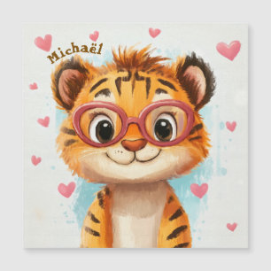 Tiger Valentine's Day Heart Badge Kids School