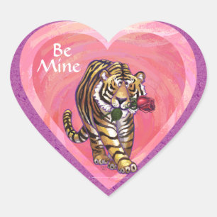 Tiger Valentine's Day Heart Sticker