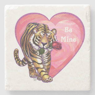 Tiger Valentine's Day Stone Coaster