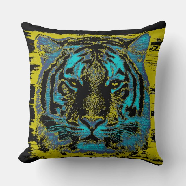 Tiger Vintage Throw Pillow (Front)