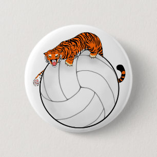 Tiger Volleyball Button Pin