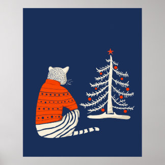 Tiger Waiting for Christmas Poster