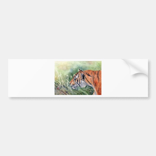 Tiger Walking through Jungle Bumper Sticker (Front)