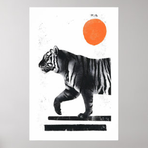 Tiger Wall Art Minimalist Ink Style - Modern