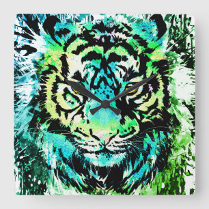 Tiger Wall Clock - Colourful Tiger Eyes