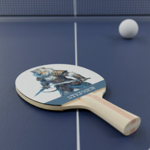 Tiger Warrior Knight Personalized Name Ping Pong Paddle