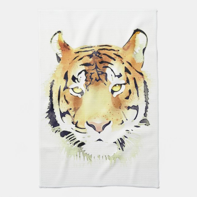 Tiger Watercolor Animal Kitchen Towel (Vertical)