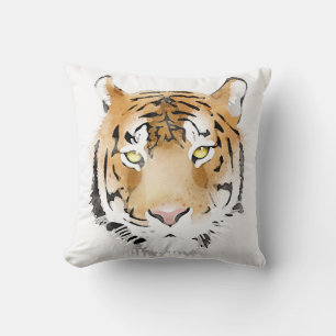 Tiger Watercolor Big Cat Animal Throw Pillow