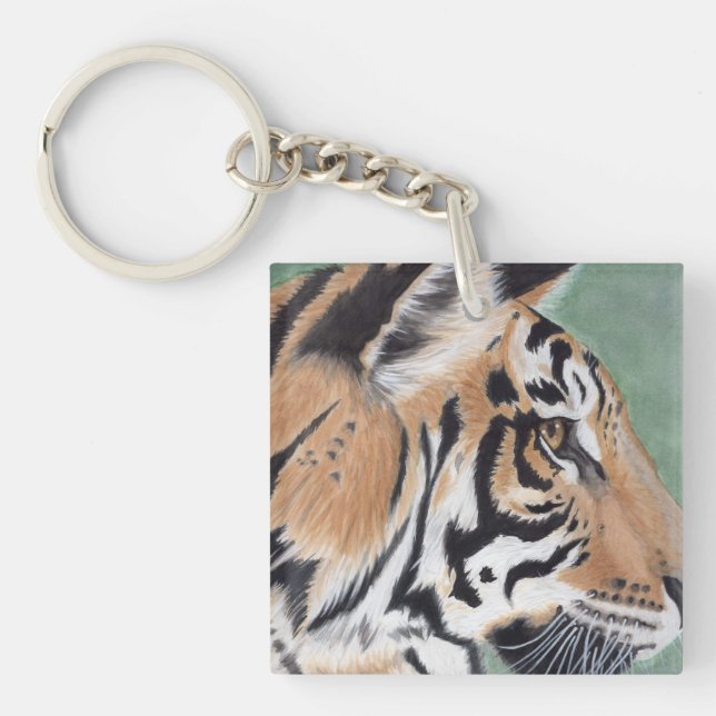 TIGER Watercolor Painting Keychain (Front)