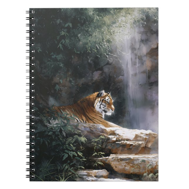 Tiger Waterfall Lair Jungle Serenity Art Notebook (Front)