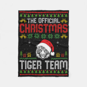 Tiger Wearing Santa Hat Xmas Lights Merry Christma Fleece Blanket