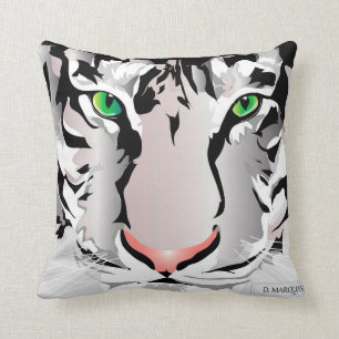 TIGER-WHITE/GREY THROW PILLOW- PILLOW