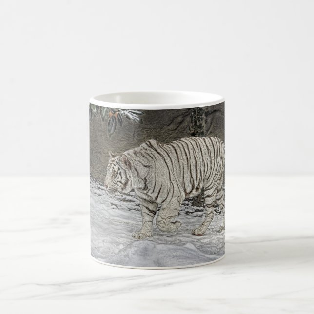 Tiger White Stalking in Snow Mug (Center)