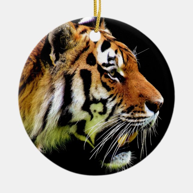Tiger - Wild Animal Artwork Ceramic Ornament (Front)