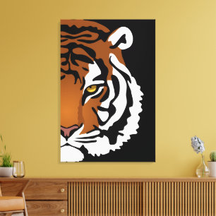Tiger, Wild Cat on Black Canvas Print