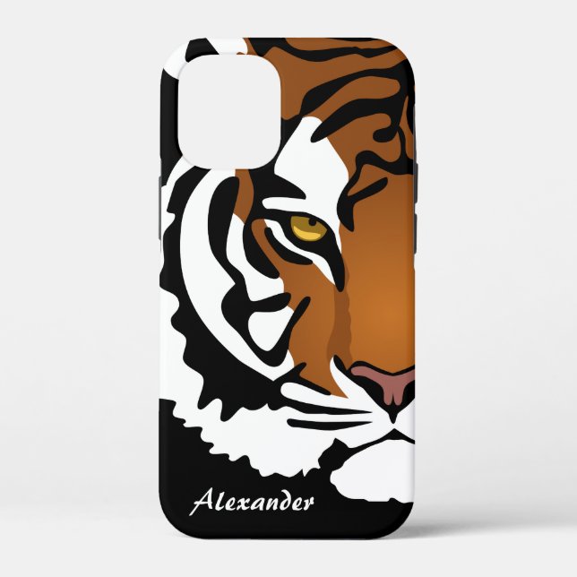 Tiger, Wild Cat on Black Case-Mate iPhone Case (Back)
