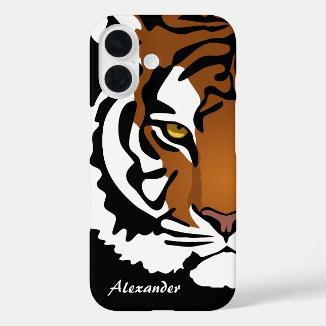 Tiger, Wild Cat on Black Case-Mate iPhone Case (Back)