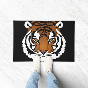 Tiger, Wild Cat on Black Doormat