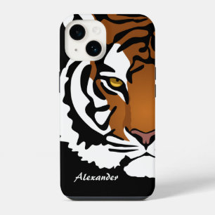 Tiger, Wild Cat on Black iPhone 14 Case