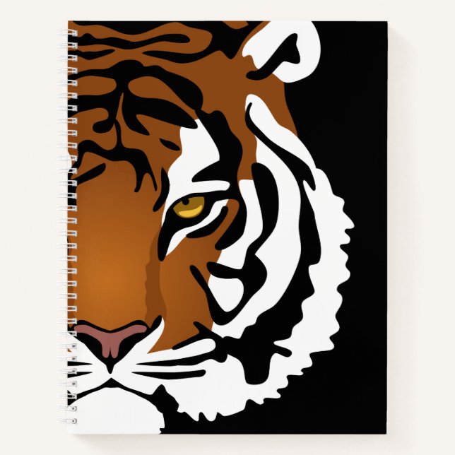 Tiger, Wild Cat on Black Notebook (Front)