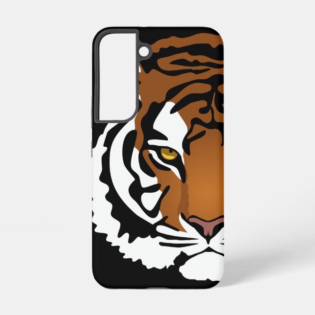 Tiger, Wild Cat on Black Samsung Galaxy S22 Case (Back)