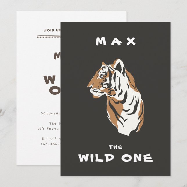 Tiger Wild One Invitation (Front/Back)