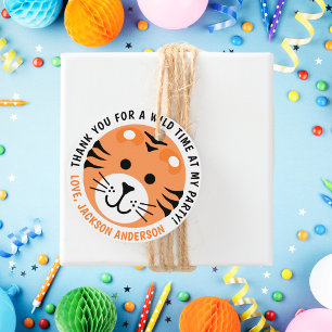 Tiger Wild One Jungle Safari Animal Kids Birthday Favour Tags
